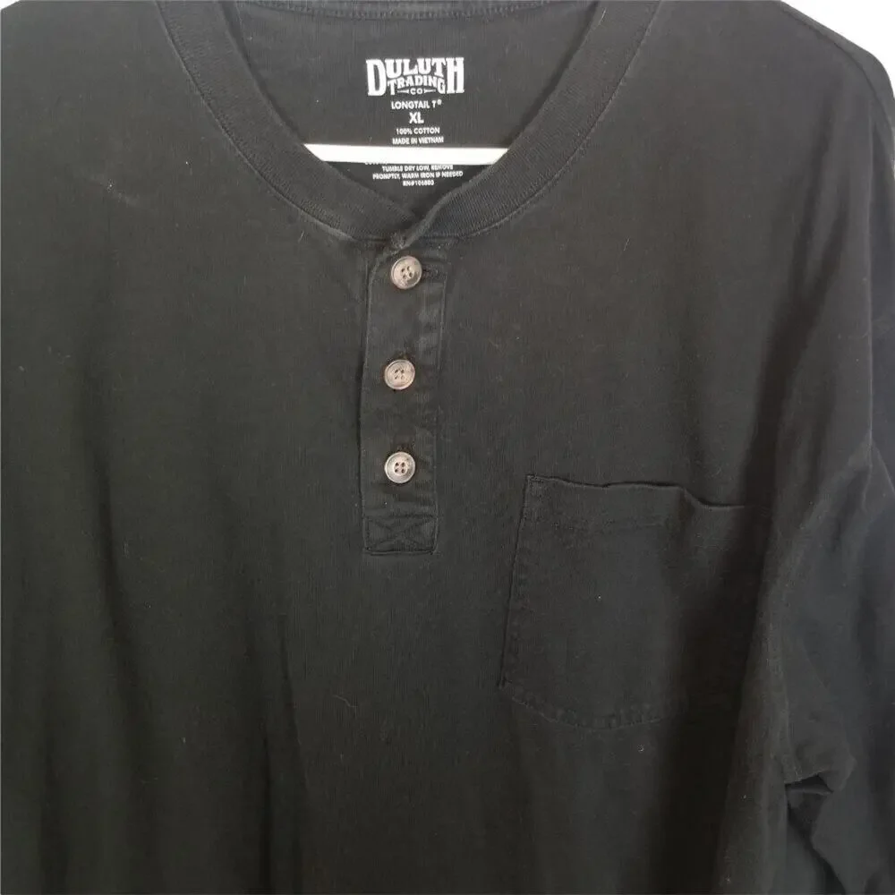 Duluth Trading Co Mens Longtail Henley T-Shirt Sz XL Minimalist Stretch Relaxed